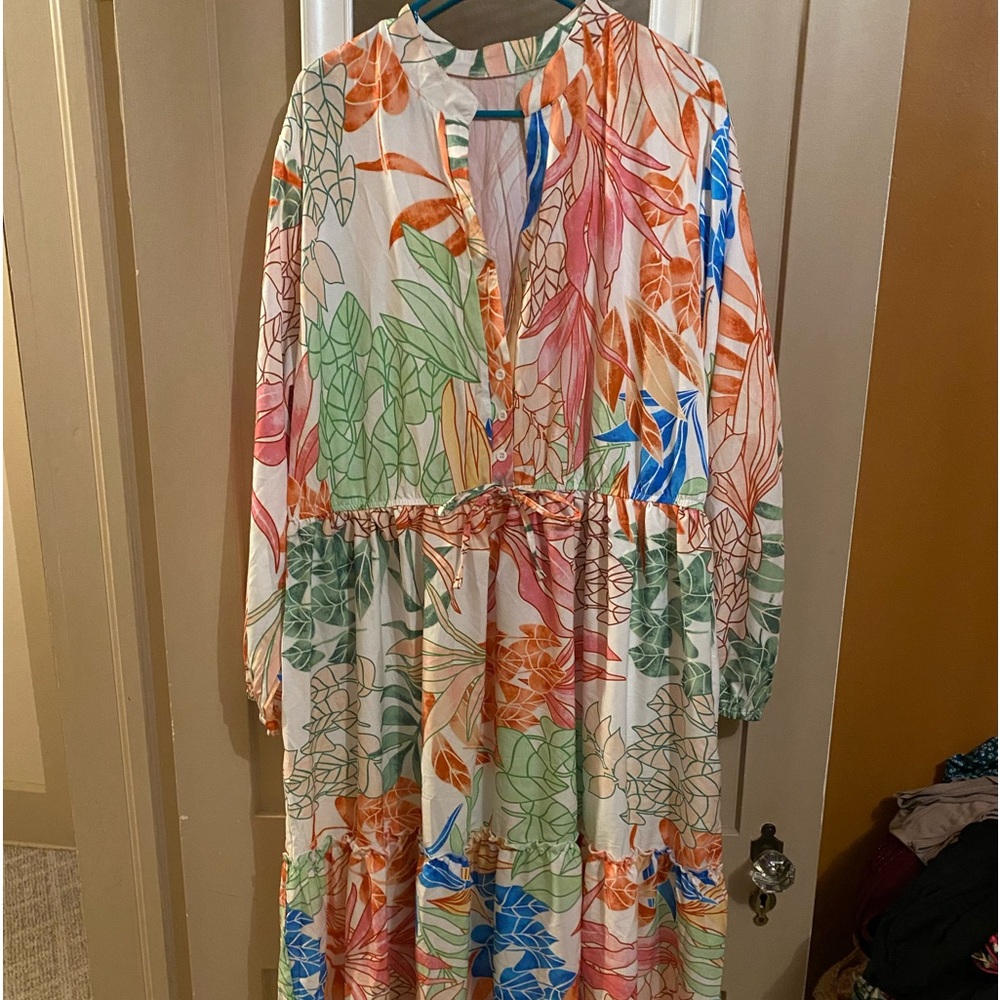 Colorful Palm Midi dress